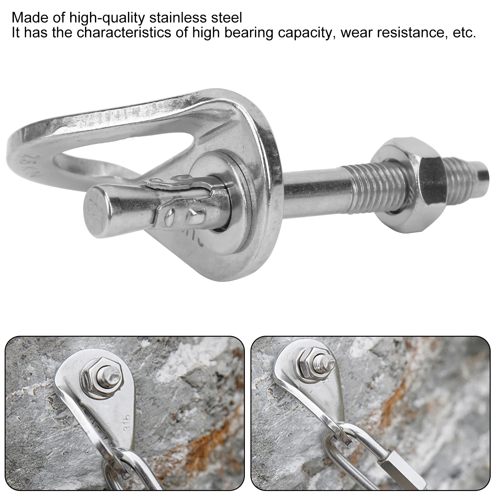 Stainless Steel Climbing Bolt Hanger Corrosion Resistant Expansion Fastening Rock Anchor Hanger Fixed Anchor