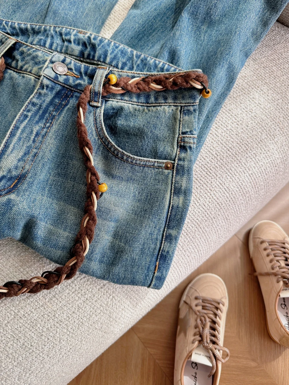 Retro Waed Embroidered Denim Jeans Men's Loose Wide Leg Pants Vintage Feel Casual Comfortable Slimming Autumn Faion