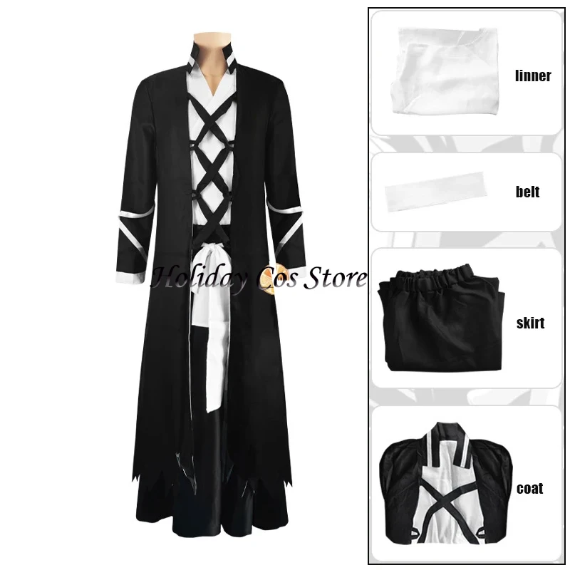 Thousand-Year Blood War Kurosaki Ichigo Anime Cosplay Costume Wig Black Shinigami Attire Outfit Japanese Samurai Uniform Party