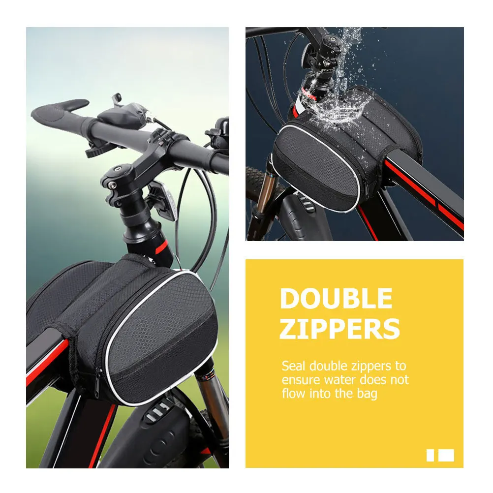 1pc Bike Front Frame Bag Cycling Smartphone Holder Waterproof Portable Bicycle Pouch For Phone Wallet Keys Tools Outdoor