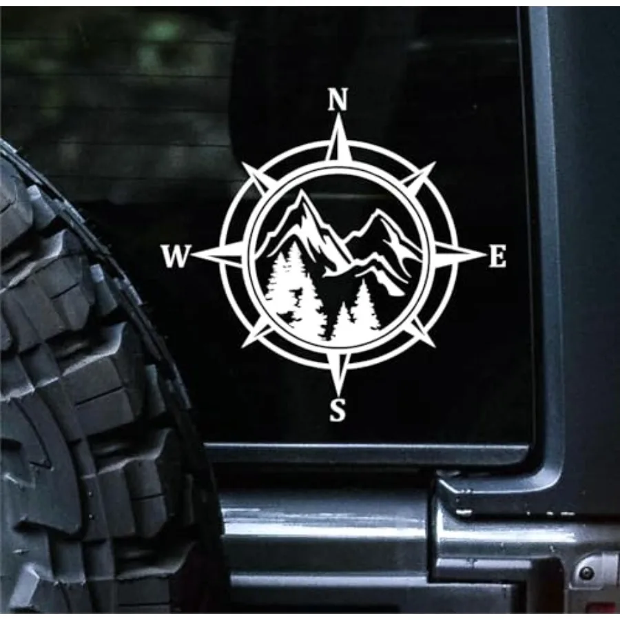 

Compass Decal Vinyl Car Sticker Explore Wanderlust Hiking Camping Cars Trucks Vans Walls Laptop White 5.5 inches