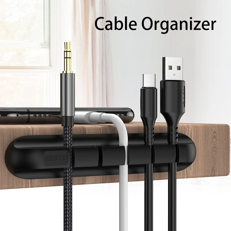 Cable Organizer Silicone USB Cable Winder Desktop Tidy Management Clips Cable Holder for Headphone Mouse Wire Organizer