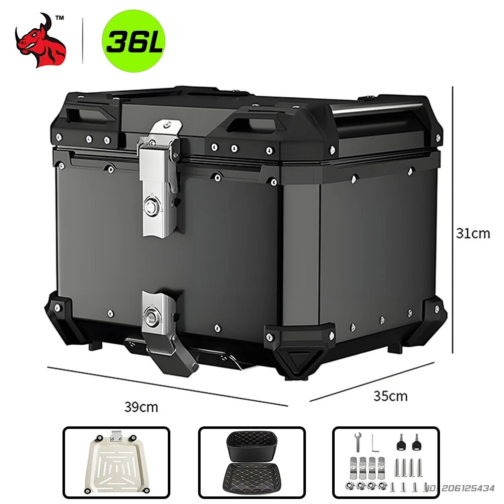 Universele Motorcycle Top Box Case 36L-65L Aluminium Bagage Staart Box Waterdichte Opslag Voor Scooter Motor Accessoires