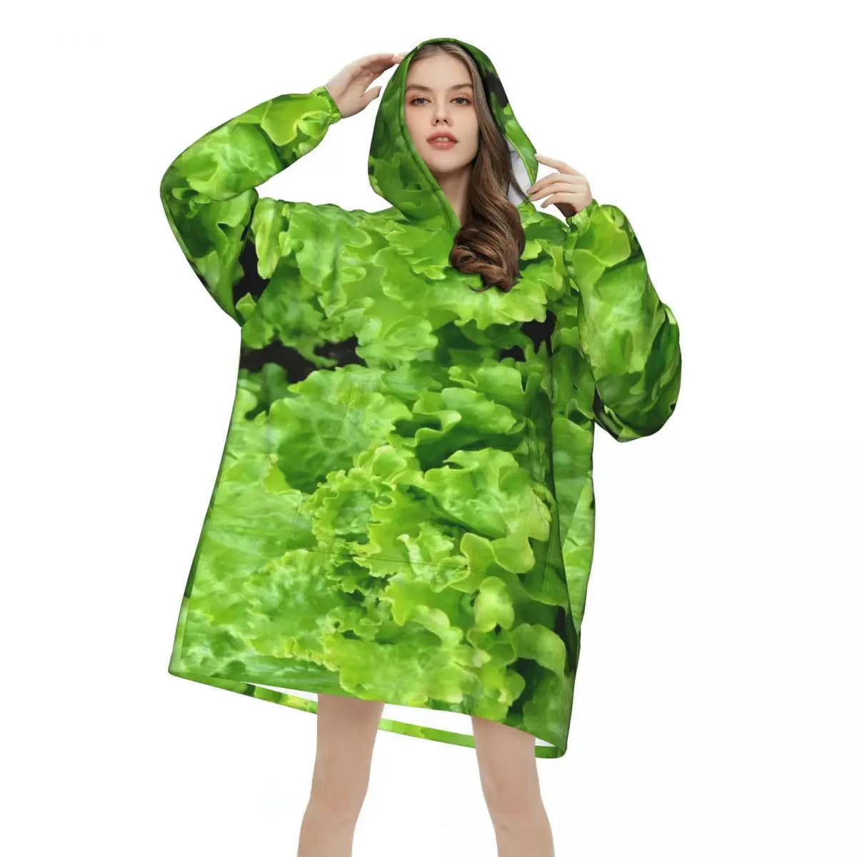 Cabbage Wearable Blanket Hoodie for Women Men Oversized Sweatshirt Blanket with Pocket