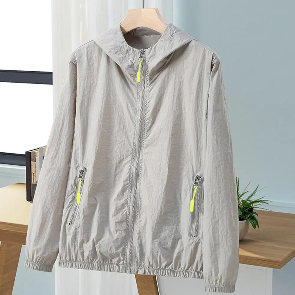 Sun Jacket Waterproof Quick Dry Windbreaker Hooded Fishing Hunting Clothes Zipper Side Pockets UV Jacket