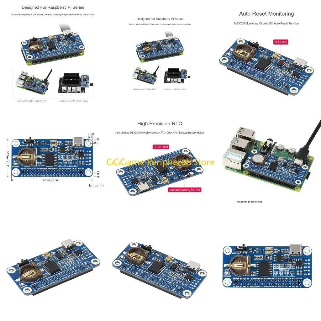 

U55B For RaspberryPi/JetsonNano WatchDogs HAT Real Time Clock Onboards DS3231SN