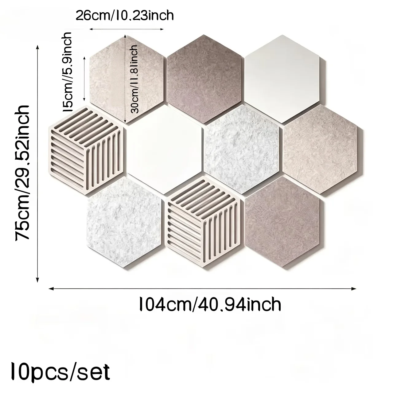 10pc Colors Self-adhesive Soundproof Board Set, Hexagonal Sound-absorbing Board, Multifunctional Wall Decoration