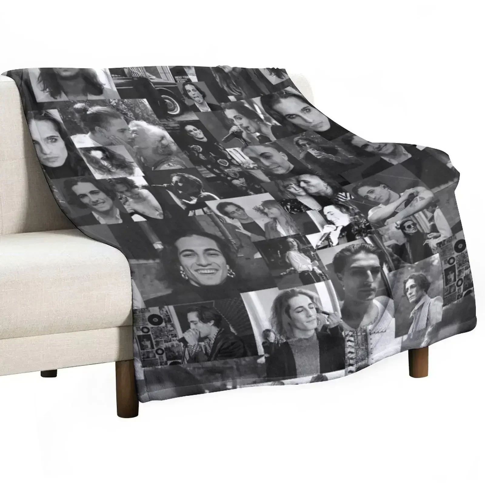 

Damiano David collage photos bw Throw Blanket Soft Plush Blanket as Housewarming Gift