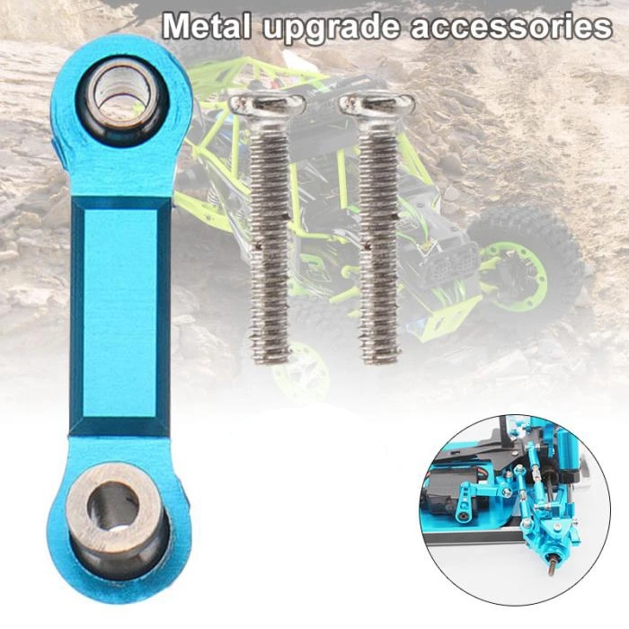 2 Set Blue Metal Upgrade Rc Car Parts For Wltoys A959-B, 1 Set Servo Seat 1/18 Rc Car Parts & 1 Set Servo Rudder Rod-AA02