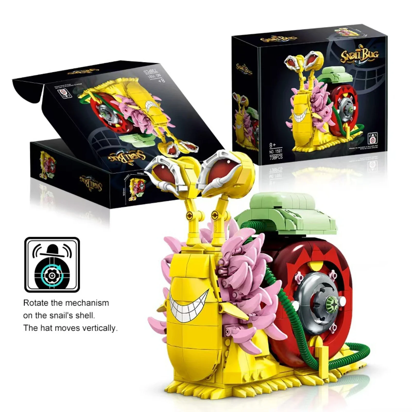 

738pcs Snail Telephone Building Kit STEM Educational Toy with Bug Design for Kids Adults Creative DIY Bricks Engineering Project