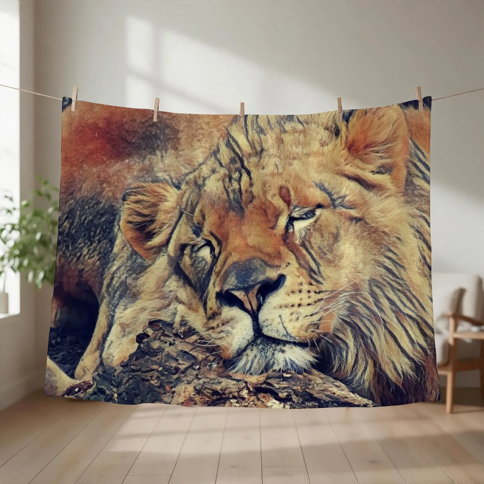Sleepy Lion Throw Blanket couch cozy soft plush fuzzy picnic outdoor blanket