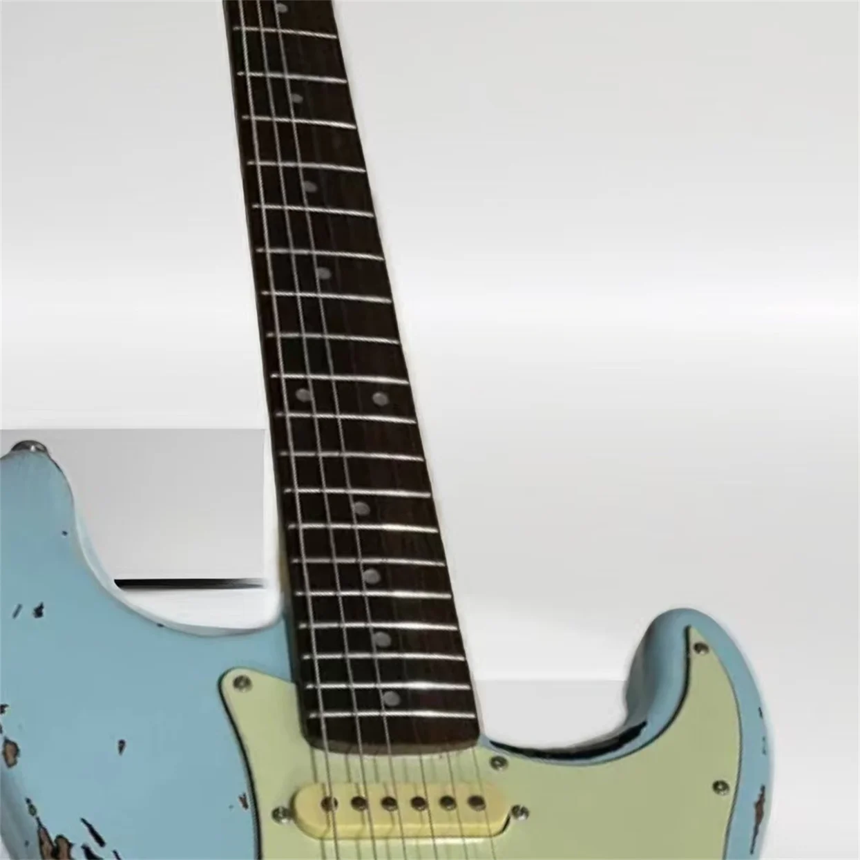 1959 Heavy Relic Light Blue Over Sunburst Electric Guitar Aged Hardware Nitro Lacquer Finish