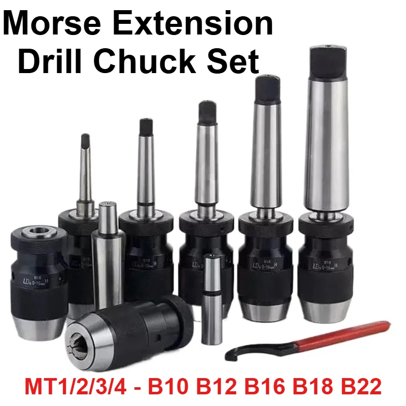 1pcs Self Tighten Drill Chuck Morse Cone MT1/MT2/MT3 B10/12/16/18/22 Light Duty Taper for Lathe Milling Tool