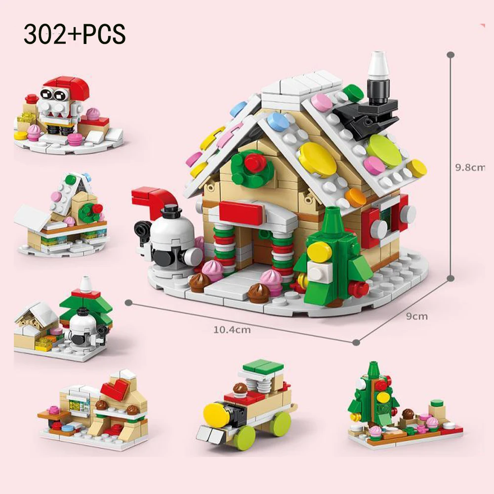 6 In 1 Ziegel Weihnachten Serie Spielzeug Bausteine Set Kreative Winter Dorf Haus DIY Ziegel Spielzeug Für Kinder Junge mädchen Weihnachten Geschenk