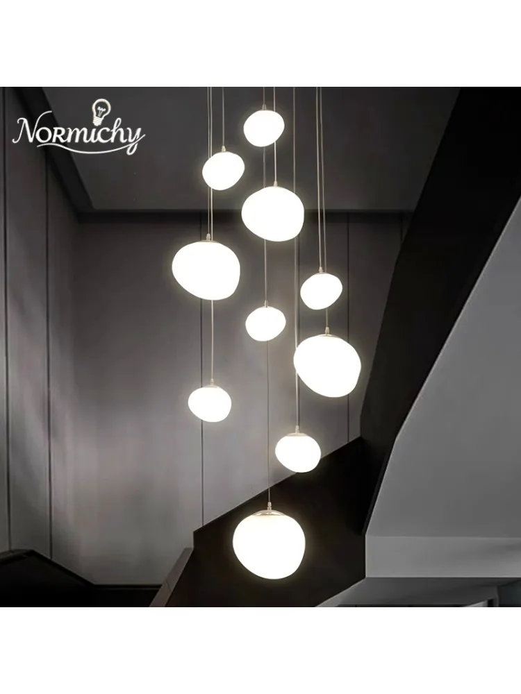 Trapverlichting voor duplexgebouw, loft, eenvoudige crèmekleurige stijl, villa met hoog plafond, kroonluchter, woonkamer, duplex hanglamp - afbeelding 2