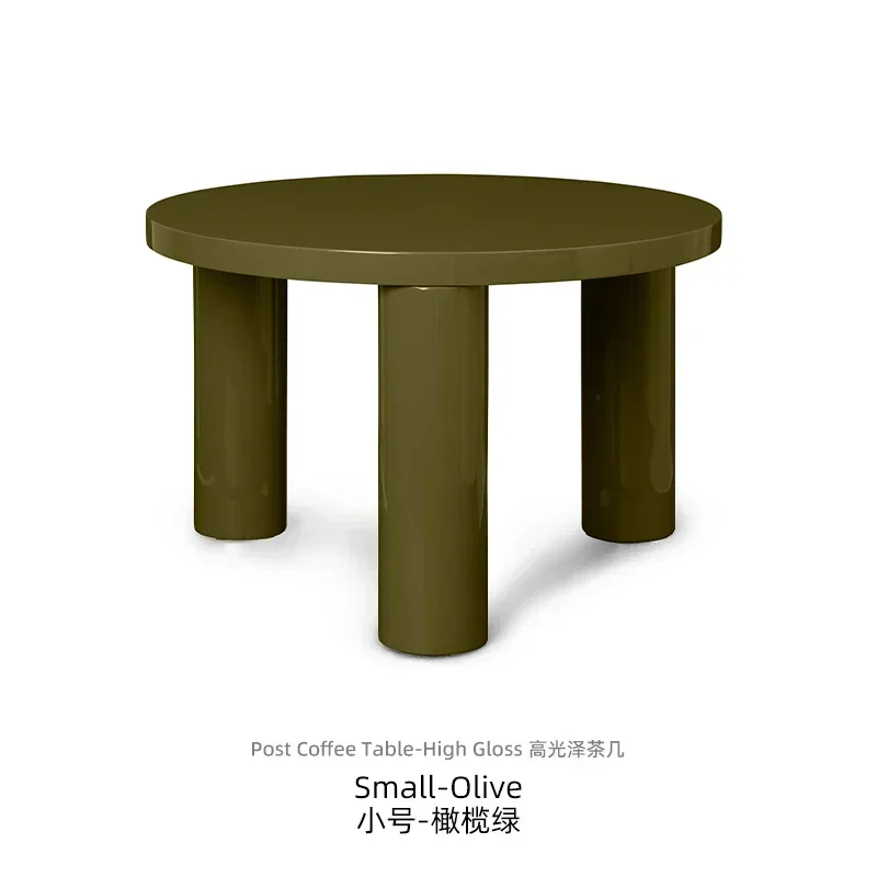 Cream glossy coffee table round small
