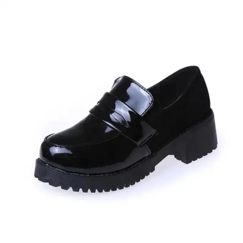 Lolita Cosplay sapatos para mulheres, mocassins de couro PU, sapatos casuais para menina, estudante japonesa, uniforme JK