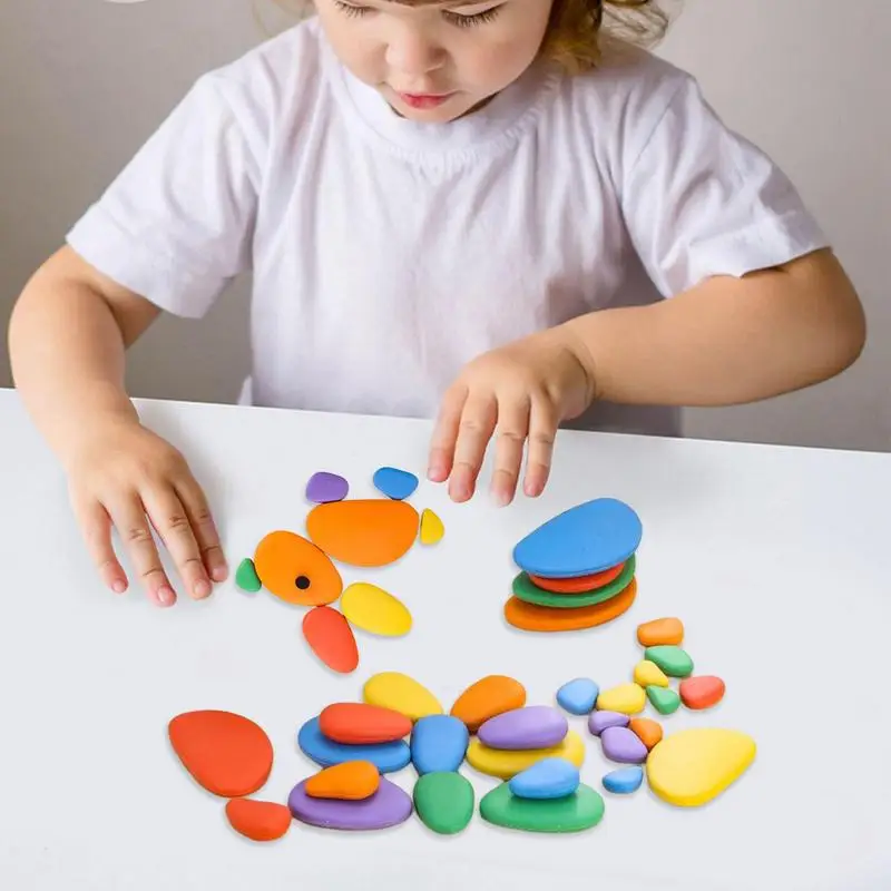 Stapeln von Kieselsteinen für Kinder Regenbogen Kopfstein pflaster Puzzle Spielzeug zu Hause lernen Spielzeug Balance Steine Spiel Montessori früh