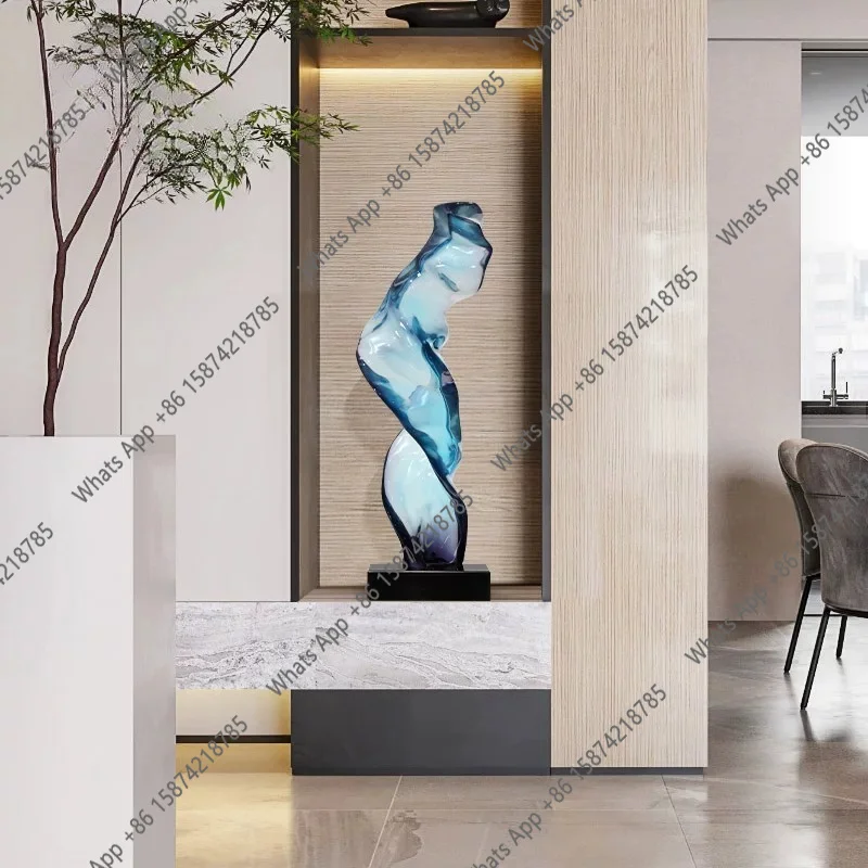Vb Transparent Resin Abstract Floor Sculpture Hotel Lobby Art Ornament Model Room Clubhouse Living Room Entrance Decoration