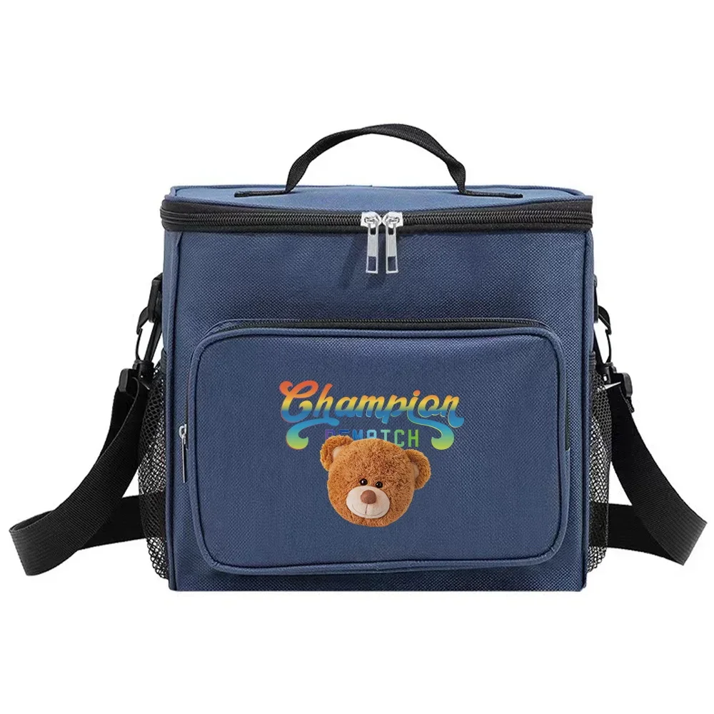 Lunch Box Cooler Organizer Case Thermal Handbag Waterproof Outdoor Travel Shoulder Lunch Bag for Men and Women Bear Pattern