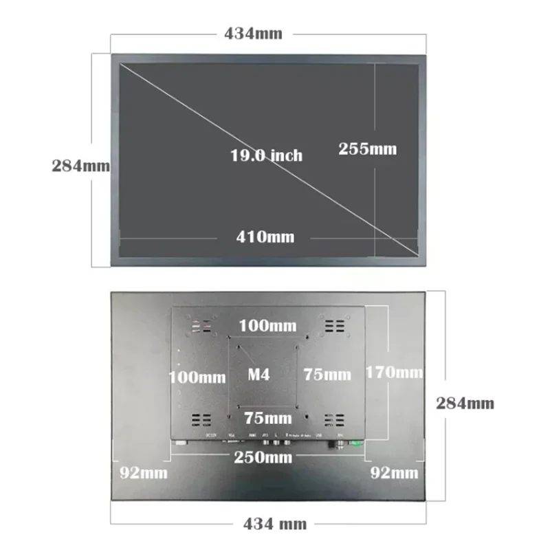 Zhixianda 19 Inch Open Frame Monitor Widescreen 1440x900 Capacitive Resistive Touch Industrial Lcd Display For Equipment