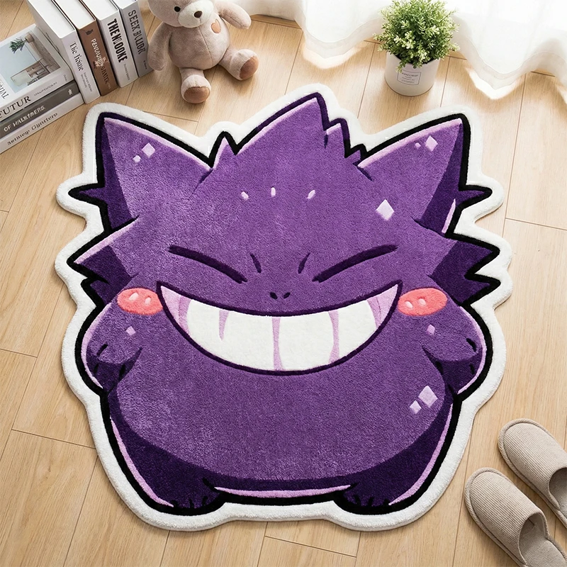 

Милый фиолетовый коврик в форме покемона Генгар, аниме-коврик для пола, пушистый плюшевый ковер, декор для спальни и гостиной, кавайный прикроватный коврик, подарок для детей