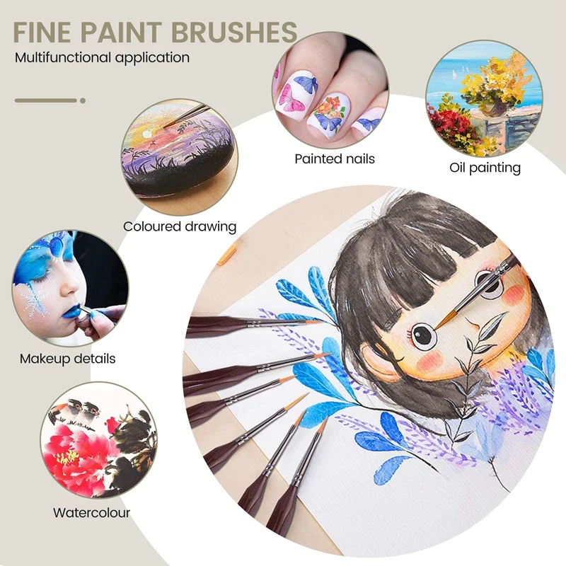 Detail Paint Brush Set,15Pcs Miniature Painting Brushes Kit,Professional Mini Fine Paint Brushes Set