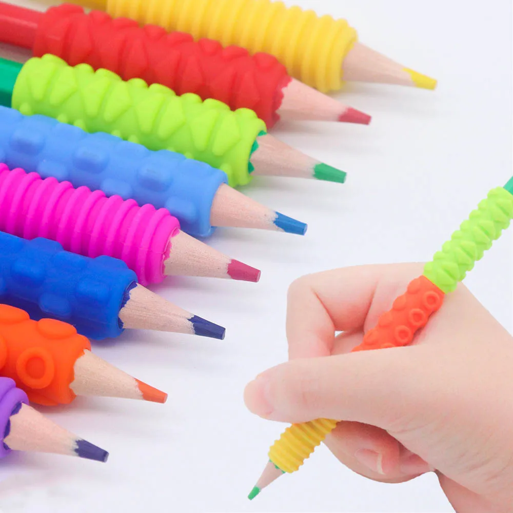 4/14/24Pcs 감각 Fidget 장난감 어린이 실리콘 감각 펜 케이스 연필 스트레스 릴리프 그립 어린이 성인 촉각 장난감