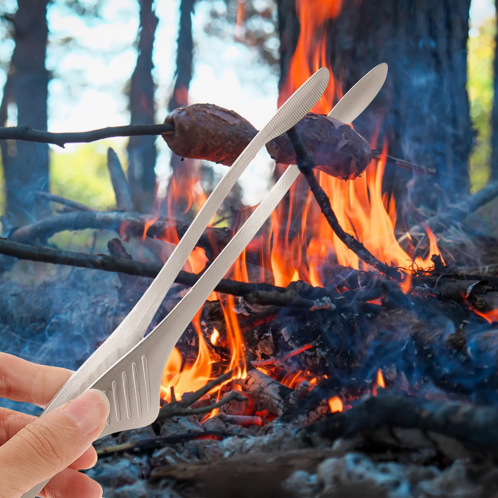 

2Pcs Stainless Steel Bbq Clip Heat Resistant Rust Proof Lightweight Ergonomic Design Cooking Roasting Serving Tongs Steak Grill