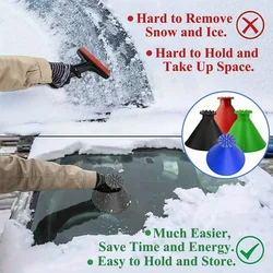 2pcs Ice scraper suitable for all car windshields, practical and portable snow shovel with a funnel-shaped snow scraper.