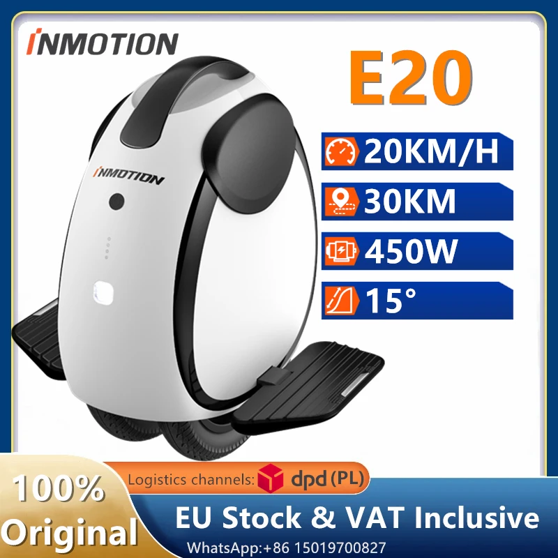 EU Stock Original INMOTION E20 Electric Unicycle 54.6V Battery 20KM/H Speed 30KM Range 14Inch Dual Wheel Vehicle Self Balancing