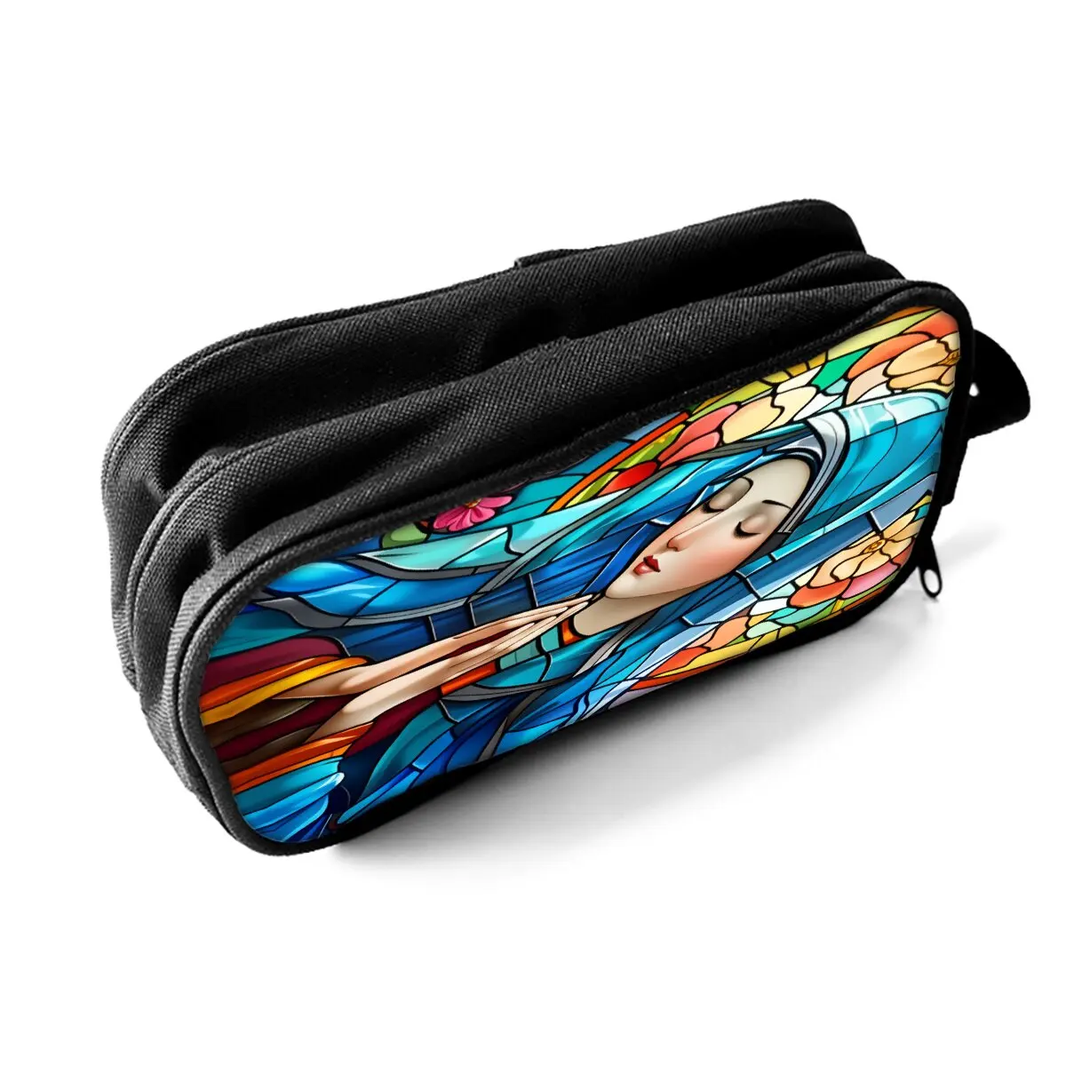 مقلمة بطبقة مزدوجة من مريم العذراء مع محمولة باليد للأولاد/الفتيات، أفضل هدية حقيبة أقلام رصاص مدرسية كرتونية ثلاثية الأبعاد للأطفال