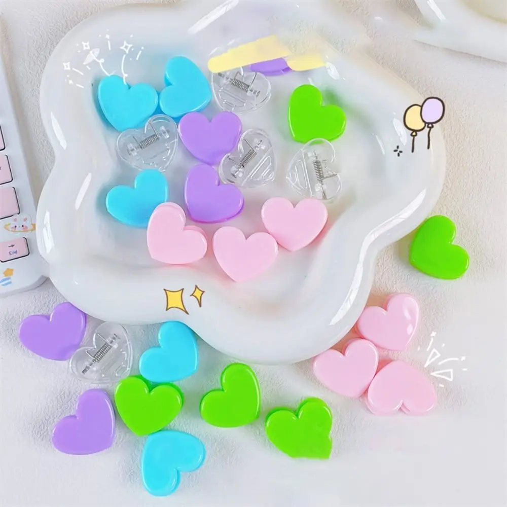 10PCS Portable Mini Love Clip Cute Plastic Label Clip Color Transparency Simple Storage Folder Student