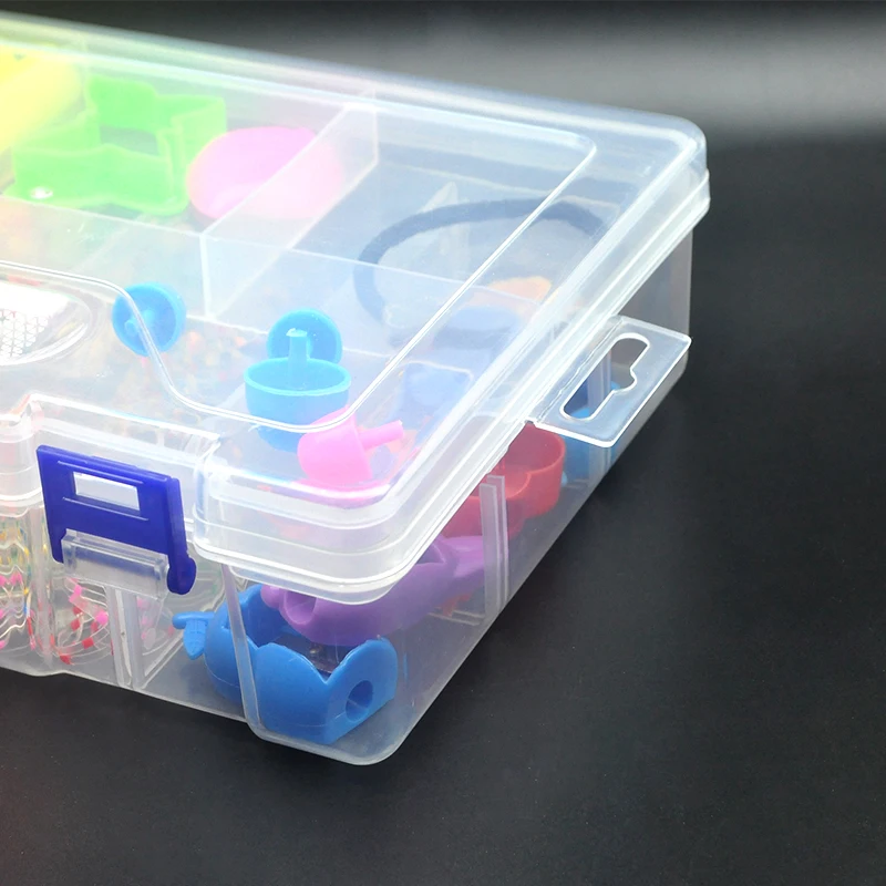 Multi-lattice transparent storage box partitions are adjustable and convenient to use, handicraft parts classification box