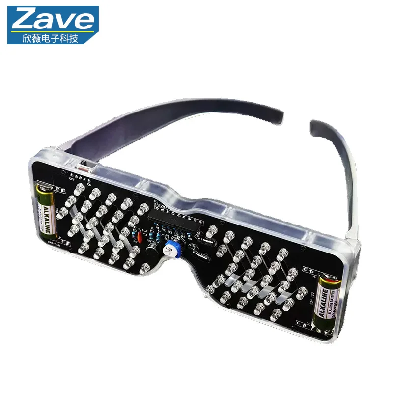 Voice-Activated LED Light-Up Glasses Kit: LED Flashing Light Electronic Components - Fun DIY Soldering Practice Set