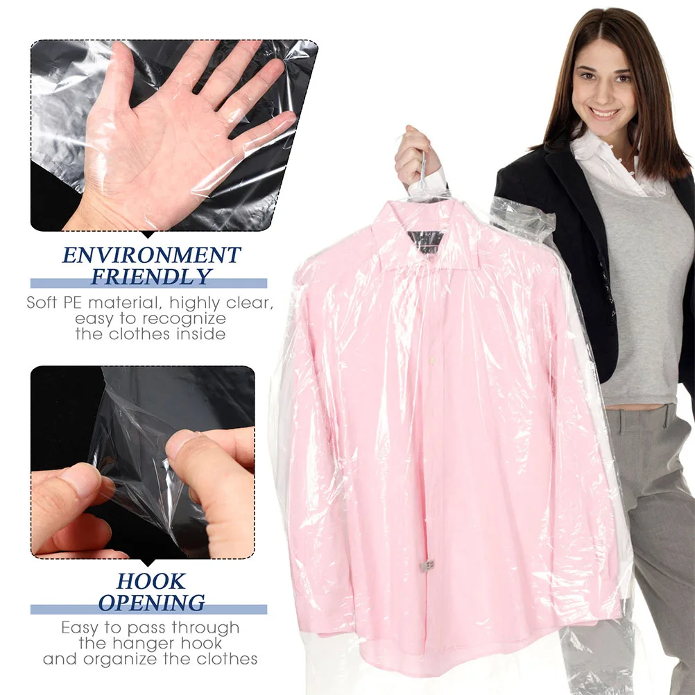 

40Pcs Washable Transparent Garment Bags Dust Proof Clothes Covers for Hanging Storage Home Wardrobe Moisture Resistant