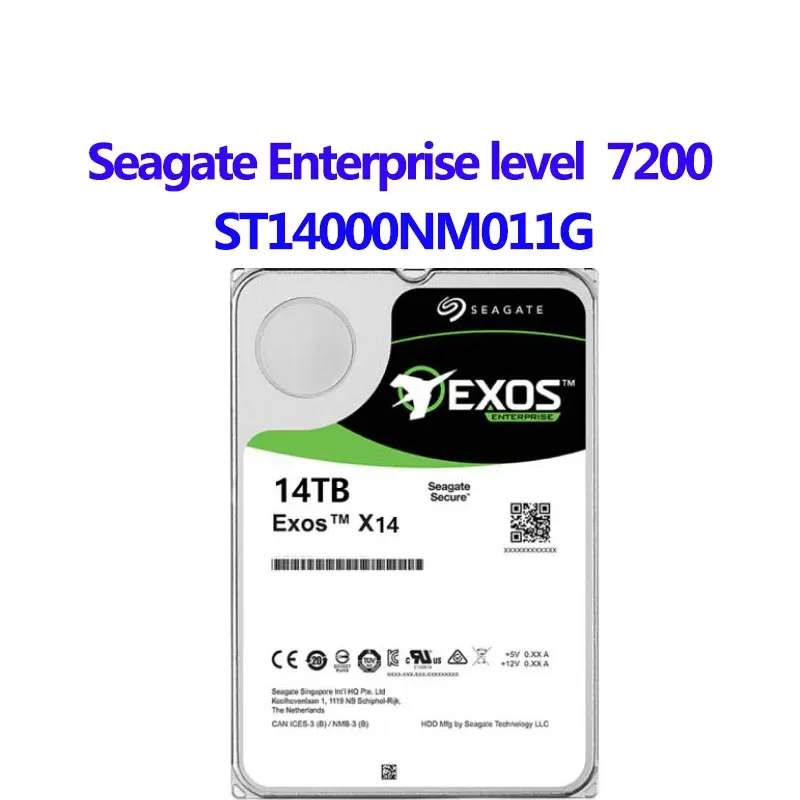 SEAGATE EXOS HDD ST14000NM011G X16 7200 14TB ENTERPRIES 256MB 3.5 SAS HARD DRIVE