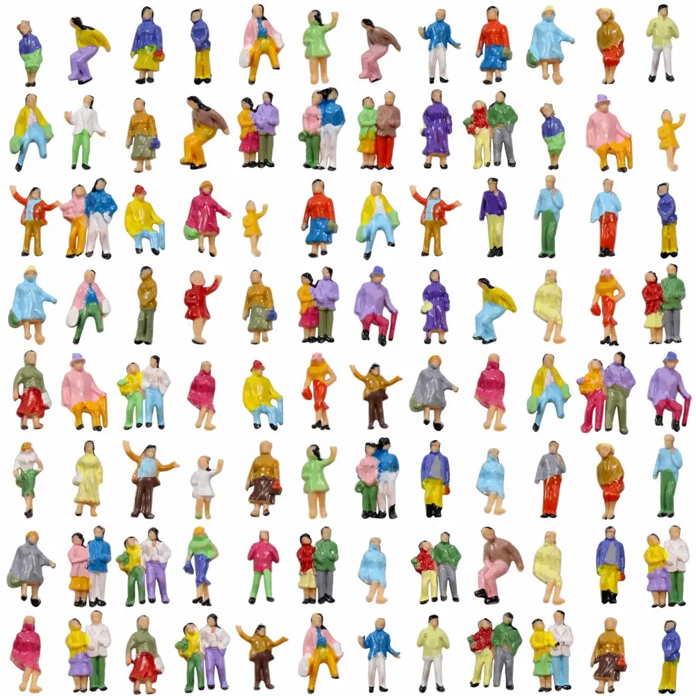 Evemodel P200W 100pcs Model Trains Z scale 1:200 Painted People Figures Scenery Miniature Decoration