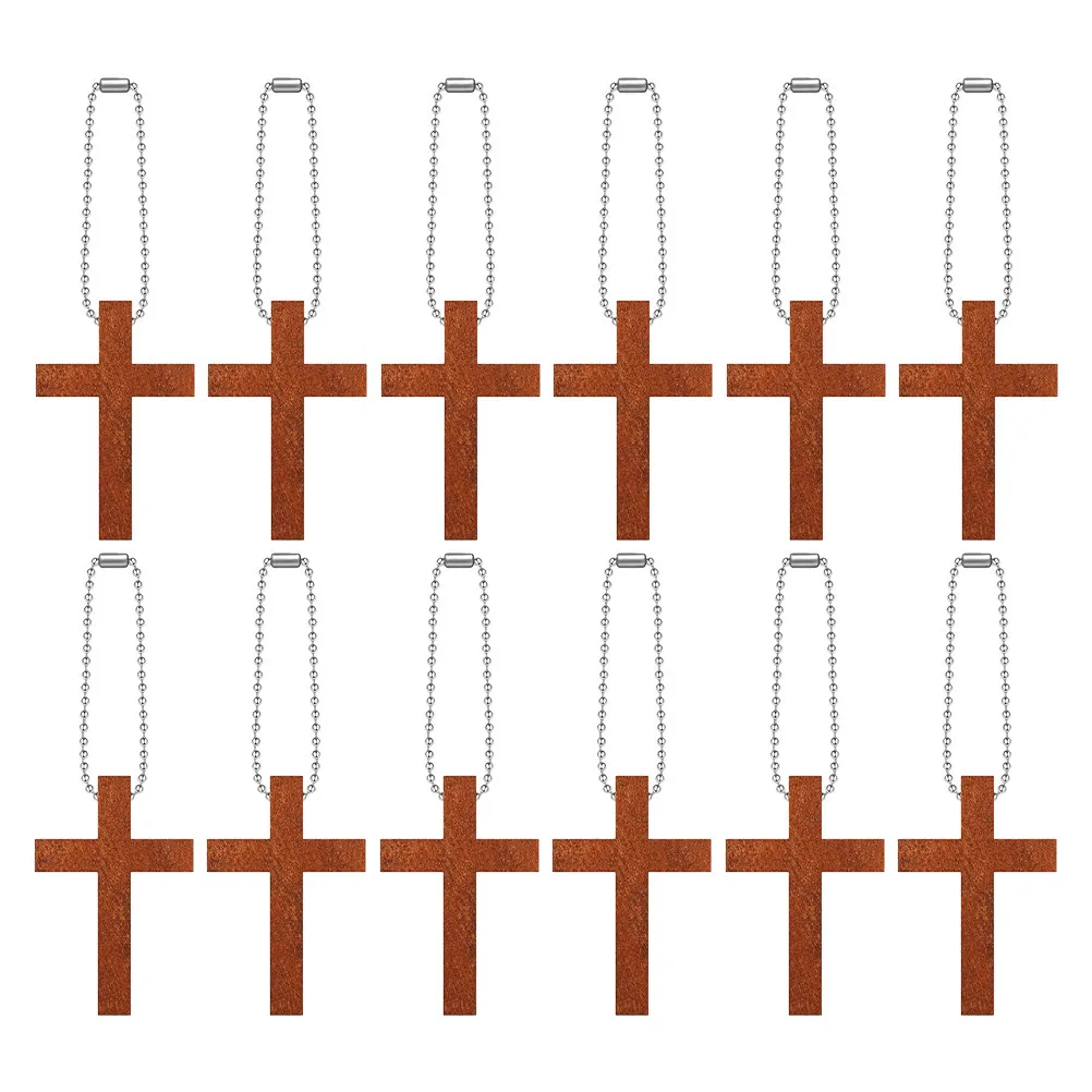 

40Pcs Vintage Wooden Cross Pendant Mini Charms for DIY Religious Craft Religious Prayer Jewelry Tiny Cross Pendant