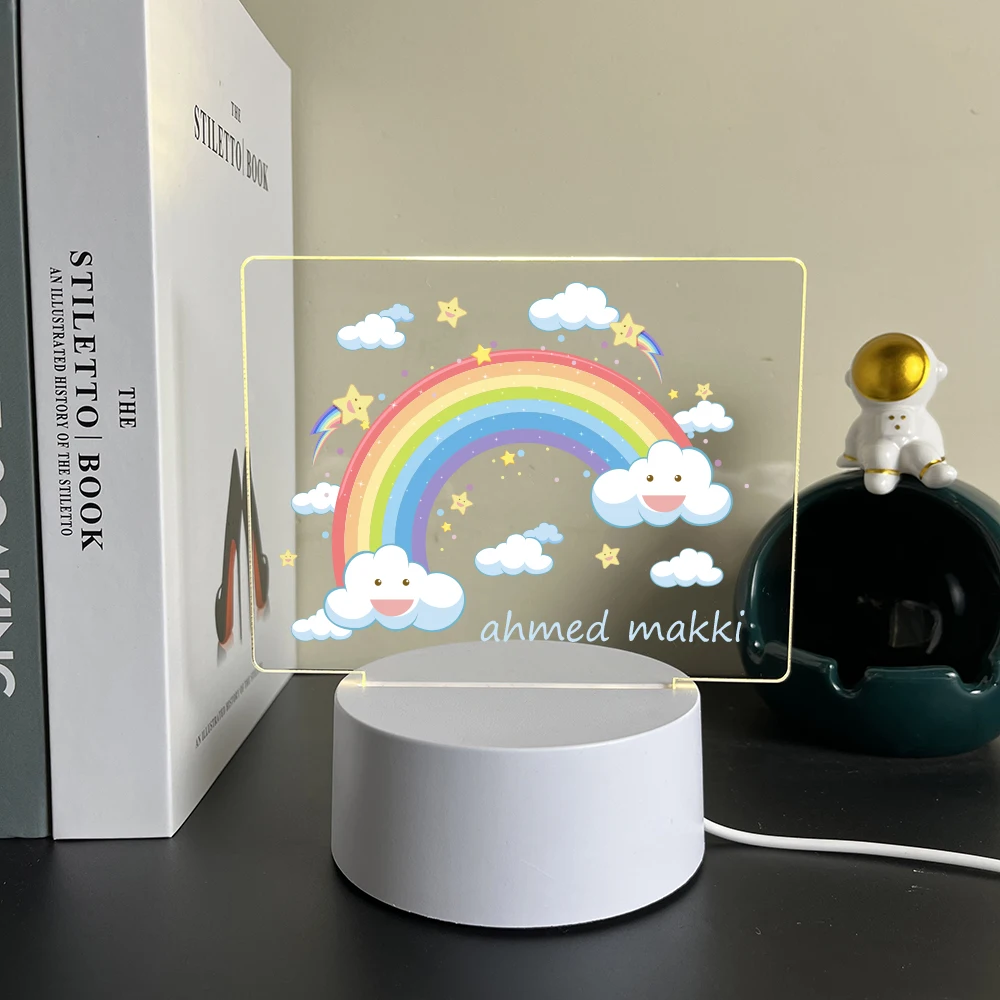 Warm Home Custom Lamp Plaque rainbow Acrylic 3D Night Light Personalized Customized Pattern Anniversary Gift, Birthday Gift