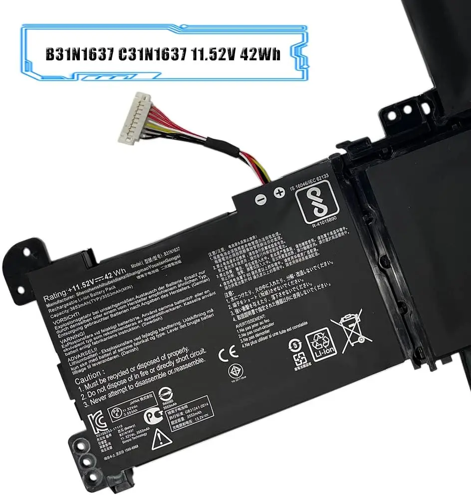 B31N1637 C31N1637 Аккумулятор для ноутбука ASUS VivoBook X510 X510U X510UQ X510UA S510U S510UF S510UQ F510U F510UA F510UQ F510QA