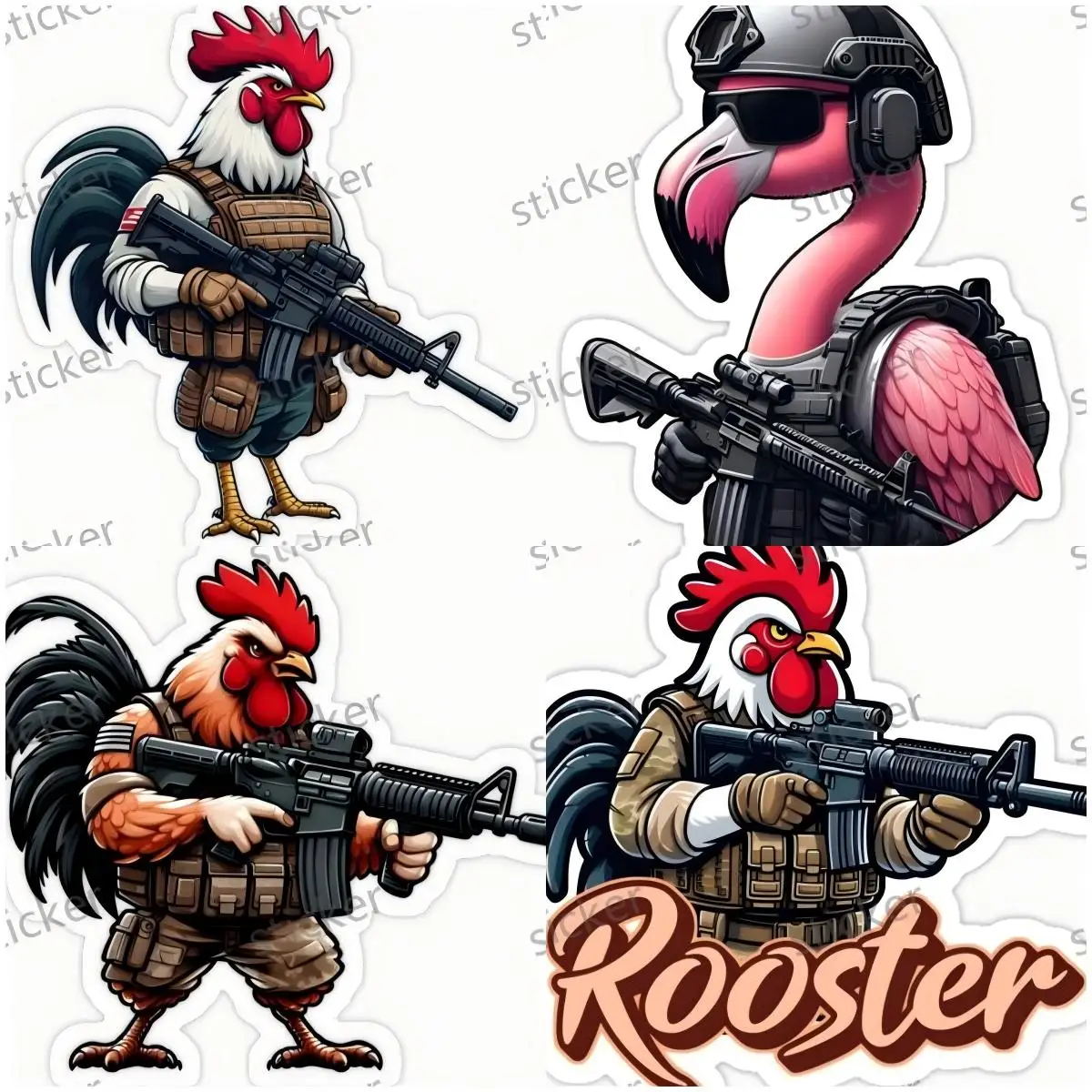 

Tactical Rooster Window Phone Trunk Guitar Cover scratches Exterior Car Fridge Bicycle Wall Helmet Window Motorcycle Decal