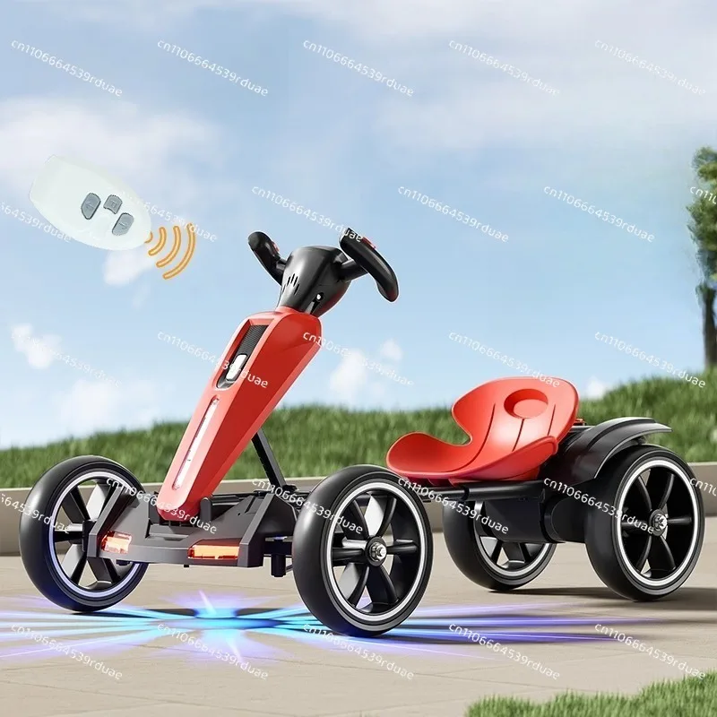 

Children's electric car can sit on a go-kart, four-wheeled car, boy girl baby with remote control toy car battery charging