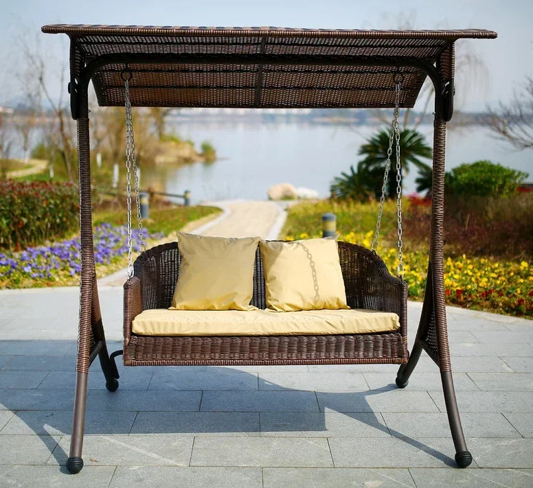 

Outdoor swing courtyard double rocking chair balcony rocking chair adult rattan woven furniture