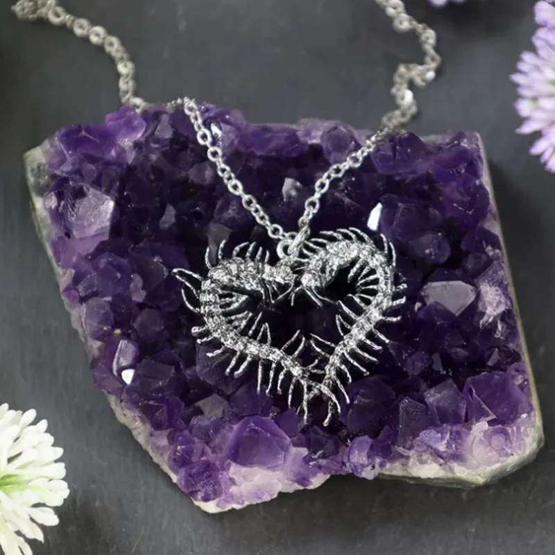 Vintage centipede necklace,Gothic jewelry,Venom,witchcraft accessory,pagan,alternative,millipede,mysterious,Choker For Women Man