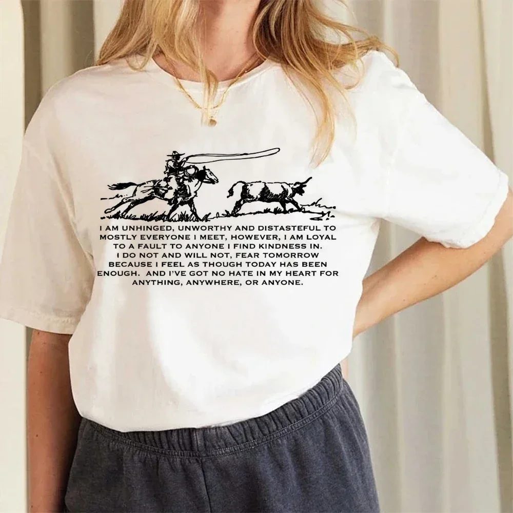 Vintage Women's Country Music Song Lyrics T-Shirt O-Neck 90s Harajuku Clothing Printed Women's Pattern Casual Style T-Shirt