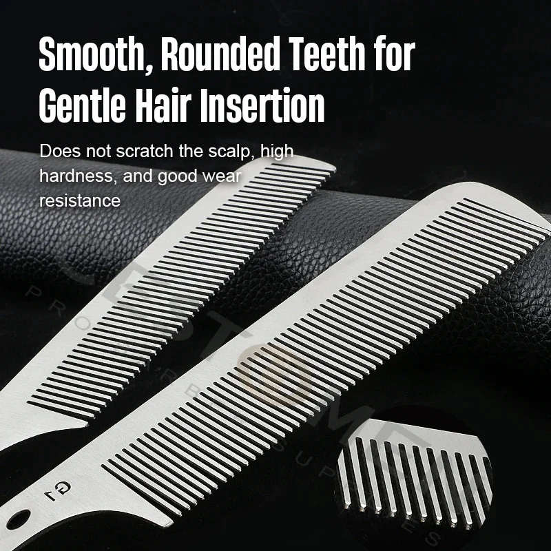 Stainless Steel Silver Metal Barber Comb Professional Hairdressing Salon Combs Detangling Hair Cutting Tools For Men And Women