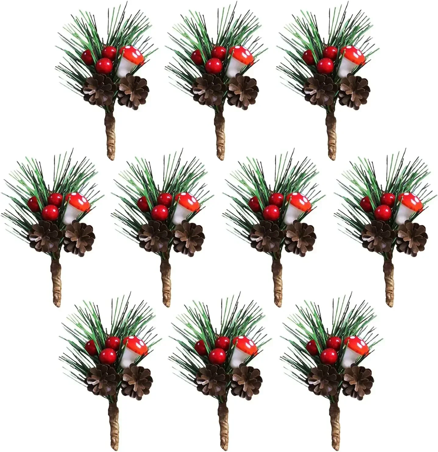 Christmas pine harvest DIY Wreland artificial red berry BPM with pine stem, 10 pieces