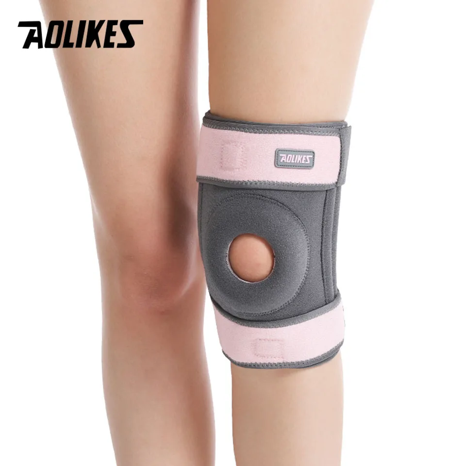 AOLIKES 1PCS Sports Knee Pads Four Springs Support Breathable Knee Brace with Side Stabilizers Patella Protector Gel Pads