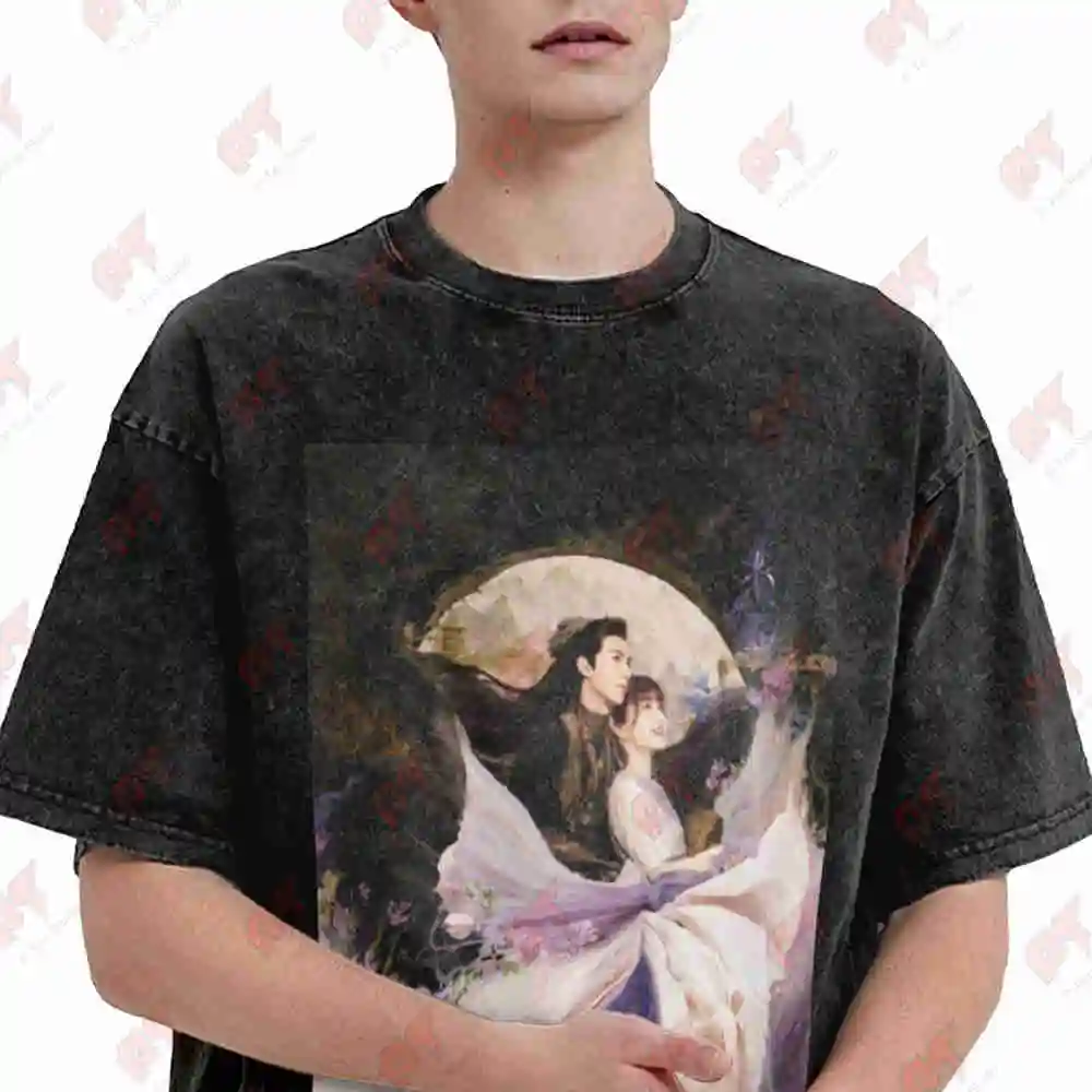 Dylan Wang Love Between Fairy And Devil Vintage Washed Tee Pure Cotton T-Shirt
